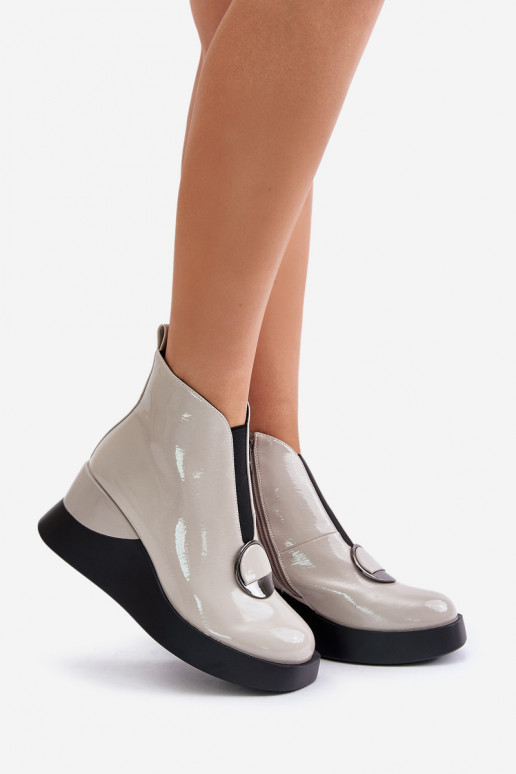 con efecto barniz Botas en una cuña calentamiento D&A MR880-136 color gris