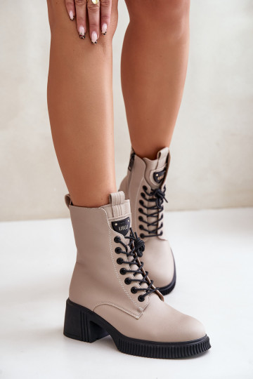 calentamiento Botas de mujer Hecho de cuero natural Vinceza 66671 beige