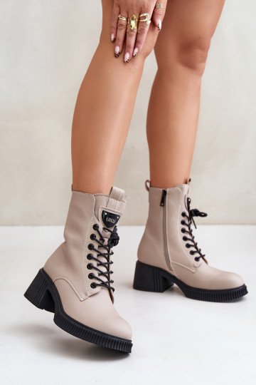 Botines forrados de piel natural para mujer Vinceza 66671 color arena 2
