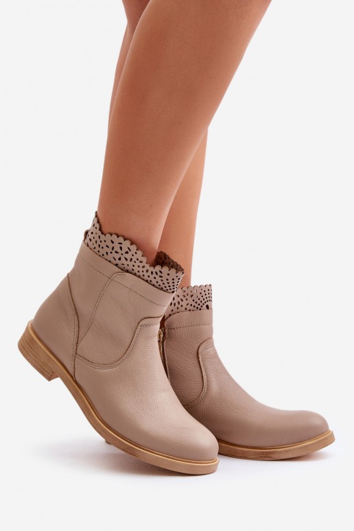 zapatos de tacón bajo para mujer con tacones anchos Piel LeAski 3624 beige
