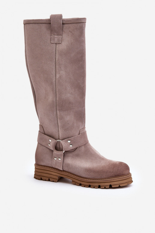de gamuza botas de mujer Contra el camino LeAski 3615 color capuchino