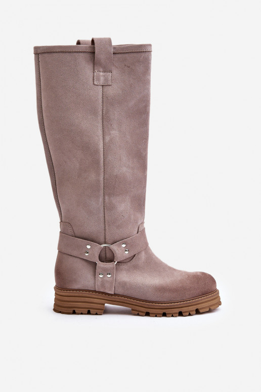de gamuza botas de mujer Contra el camino LeAski 3615 color capuchino