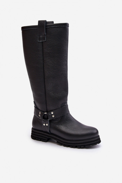 Piel botas de mujer Contra el camino LeAski 3615 de color negro Piel botas de mujer Contra el camino LeAski 3615 de color negro