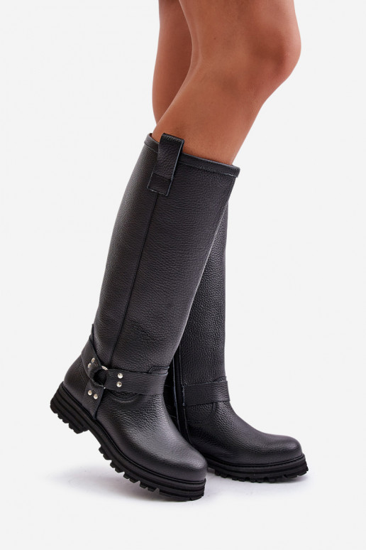 Piel botas de mujer Contra el camino LeAski 3615 de color negro Piel botas de mujer Contra el camino LeAski 3615 de color negro
