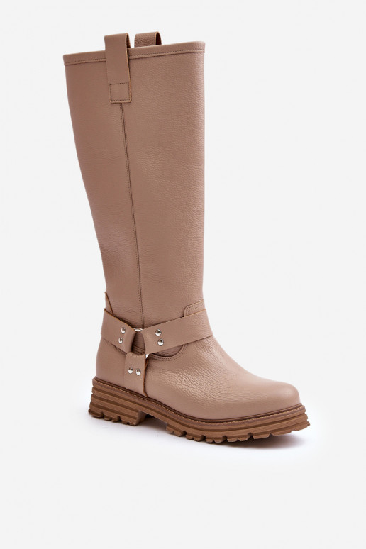 Piel botas de mujer Contra el camino LeAski 3615 beige