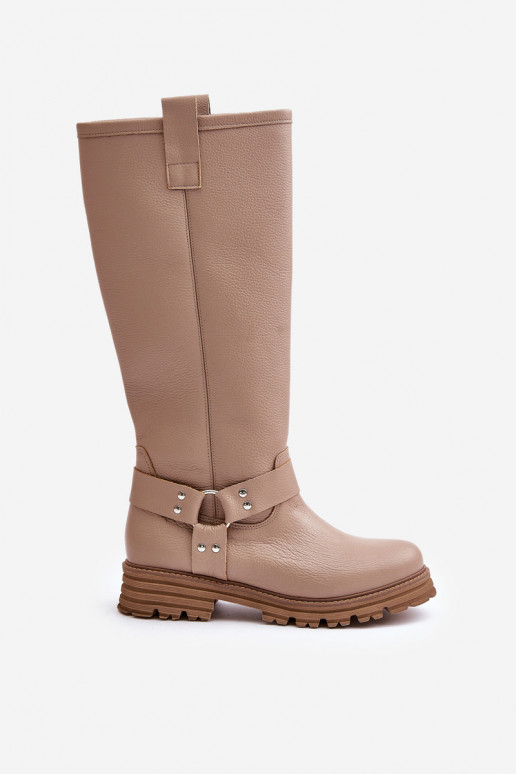 Piel botas de mujer Contra el camino LeAski 3615 beige
