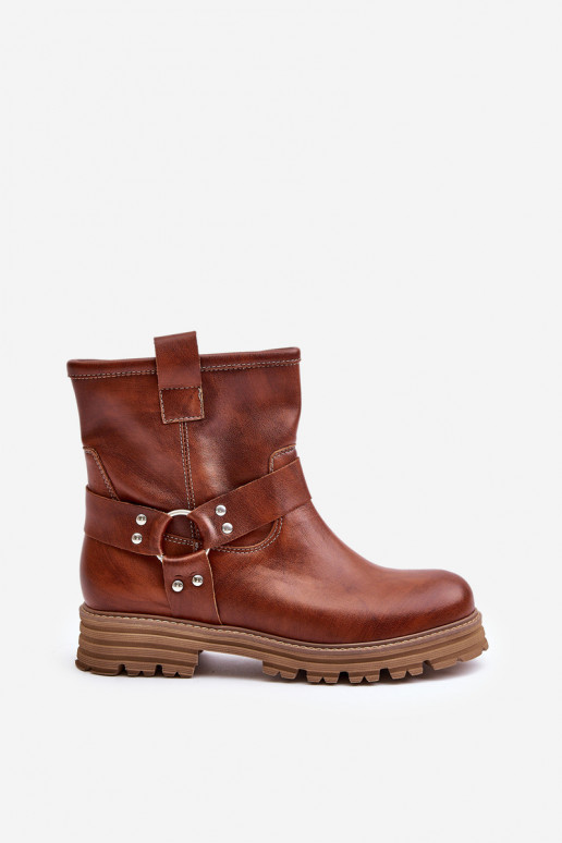 Piel Botas de mujer con tacones anchos LeAski 3610 color marrón Piel Botas de mujer con tacones anchos LeAski 3610 color marrón