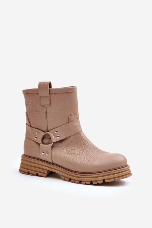 Piel Botas de mujer con tacones anchos LeAski 3610 beige Piel Botas de mujer con tacones anchos LeAski 3610 beige