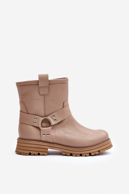 Piel Botas de mujer con tacones anchos LeAski 3610 beige Piel Botas de mujer con tacones anchos LeAski 3610 beige