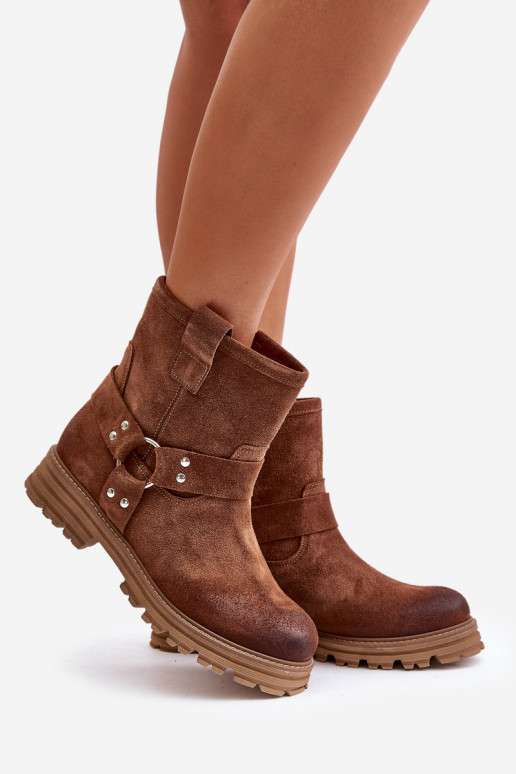 Zapatos de gamuza Femenino con tacones anchos LeAski 3610 color marrón Zapatos de gamuza Femenino con tacones anchos LeAski 3610 color marrón