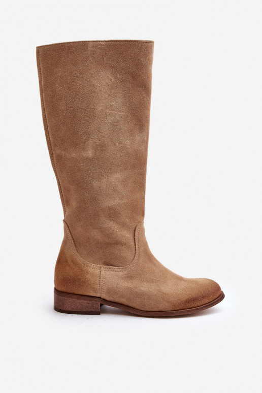 de gamuza botas de mujer Mitad de la pantorrilla Al castillo LeAski 3616 beige