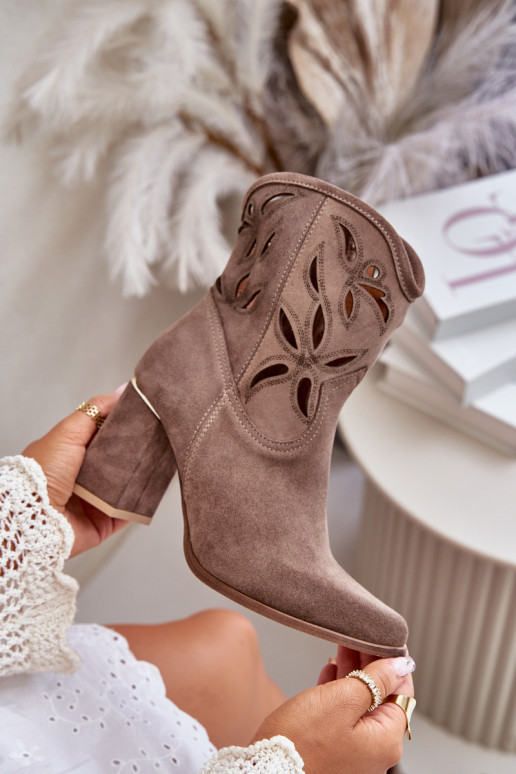 Botas de ante caladas con tacones LeAski 3629 beige Botas de ante caladas con tacones LeAski 3629 beige