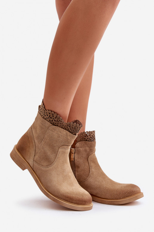 zapatos de tacón bajo para mujer con tacones anchos de gamuza LeAski 3624 beige zapatos de tacón bajo para mujer con tacones anchos de gamuza LeAski 3624 beige