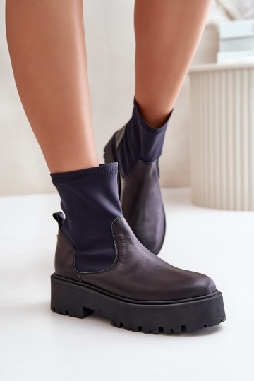 Botines de mujer de cuero natural color negro Zazoo 2947 2