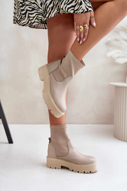 Zazoo 2947 Un modelo convincente Botas de mujer Hecho de cuero natural beige Zazoo 2947 Un modelo convincente Botas de mujer Hecho de cuero natural beige