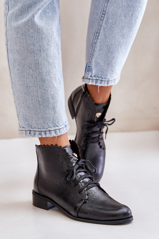 Zazoo 2964 Piel Botas con tacones anchos de color negro Zazoo 2964 Piel Botas con tacones anchos de color negro