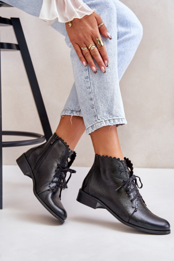 Zazoo 2964 Piel Botas con tacones anchos de color negro 2