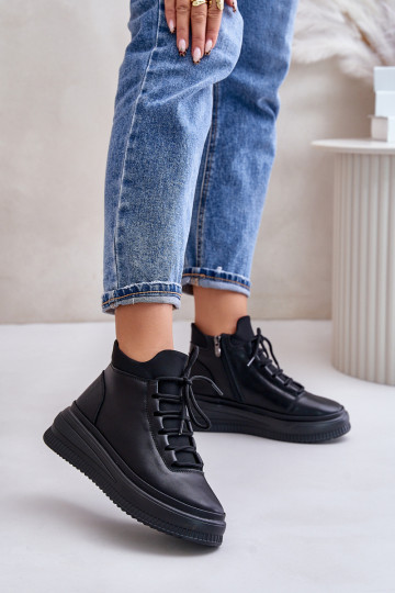  Piel zapatillas con una plataforma Artiker 55C1041 de color negro 2