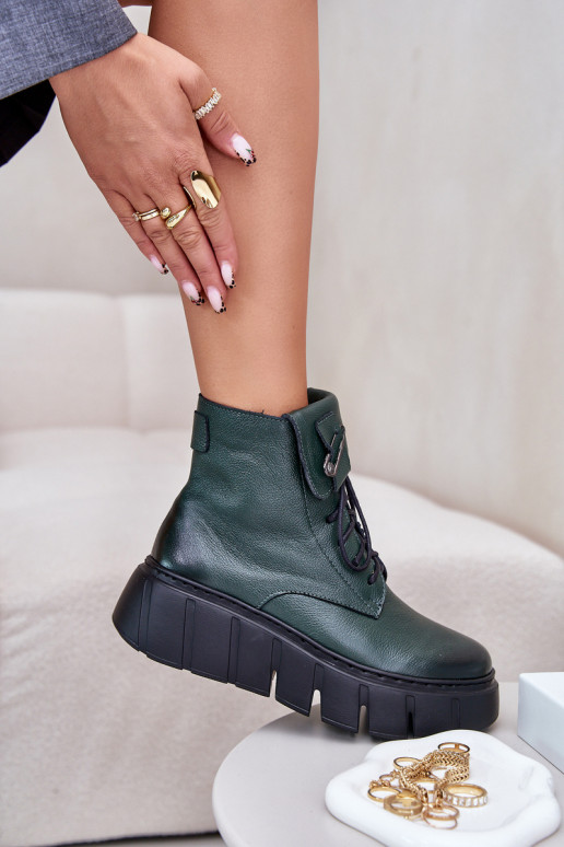 Zazoo 60511 Piel Botas de mujer con una plataforma calentamiento de color caqui Zazoo 60511 Piel Botas de mujer con una plataforma calentamiento de color caqui