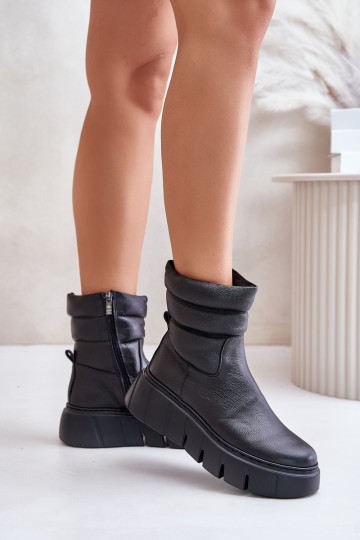 Zazoo 60512 botines para mujer de cuero natural con aislamiento y tacón, color negro 2