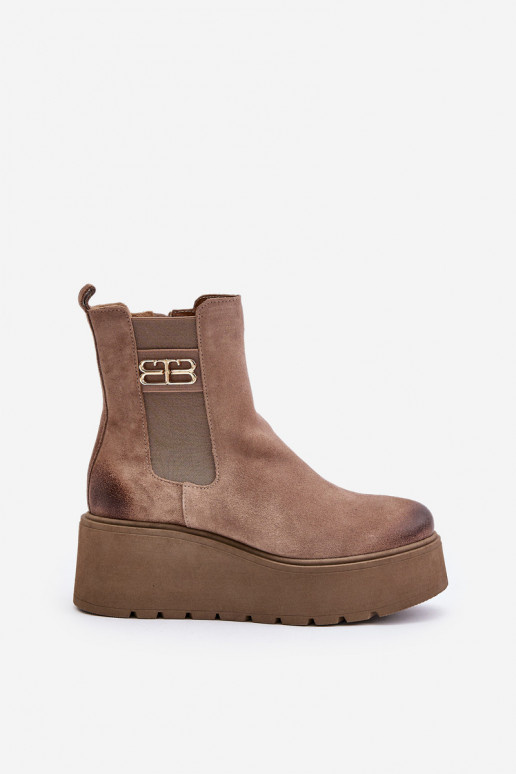 Zazoo 60498 Femenino de gamuza botas con estilo con una plataforma I Koturnie beige Zazoo 60498 Femenino de gamuza botas con estilo con una plataforma I Koturnie beige