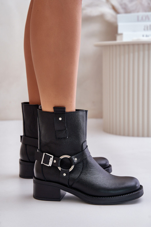 Zazoo 60480 Piel Botas En un tacón bajo calentamiento de color negro Zazoo 60480 Piel Botas En un tacón bajo calentamiento de color negro