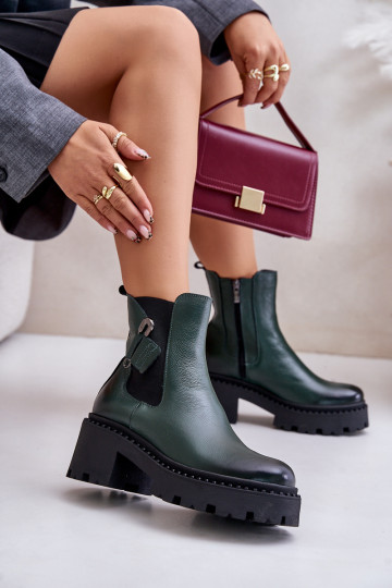 Zazoo 60490 Piel calentamiento Botas con adornos de color caqui