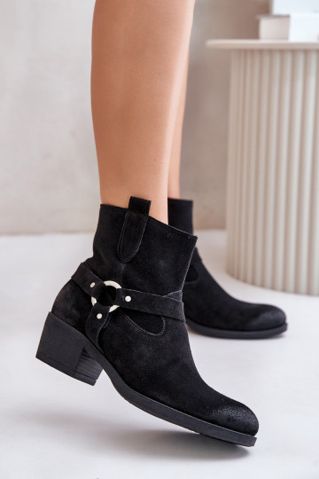 Zazoo 60477 botines de ante cálidos con tacones, color negro 2