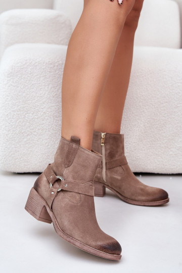 Zazoo 60477 de gamuza calentamiento Botas con tacones beige 2