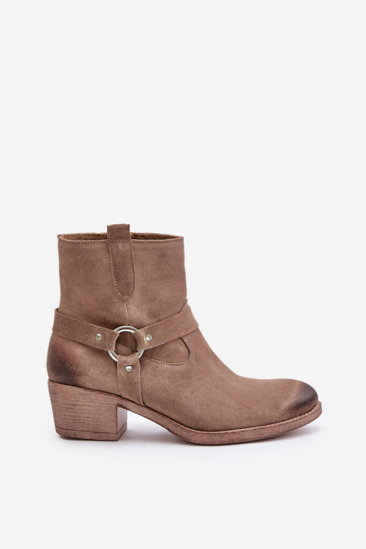 Zazoo 60477 de gamuza calentamiento Botas con tacones beige