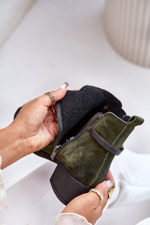 Zazoo 60478 Zapatos de gamuza con tacones calentamiento Pegado Al castillo de color caqui