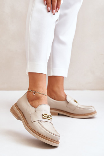 Zazoo 20174 zapatos elegantes de cuero para mujer con tacones anchos, color arena 2