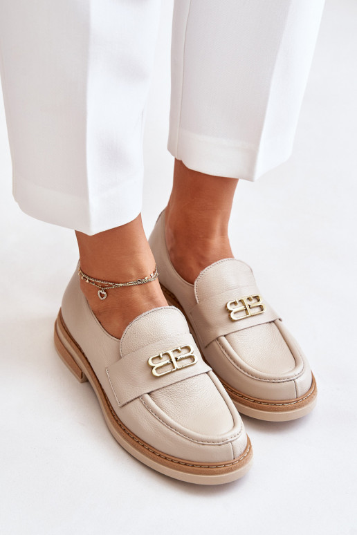 Zazoo 20174 Piel Estilo elegante zapatos Femenino con tacones anchos beige Zazoo 20174 Piel Estilo elegante zapatos Femenino con tacones anchos beige