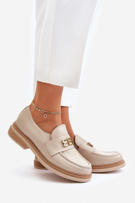 Zazoo 20174 Piel Estilo elegante zapatos Femenino con tacones anchos beige Zazoo 20174 Piel Estilo elegante zapatos Femenino con tacones anchos beige