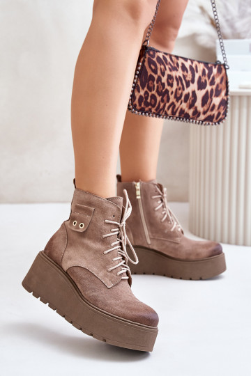 Zazoo 60499 botines de ante para mujer con aislamiento y plataforma, color arena 2