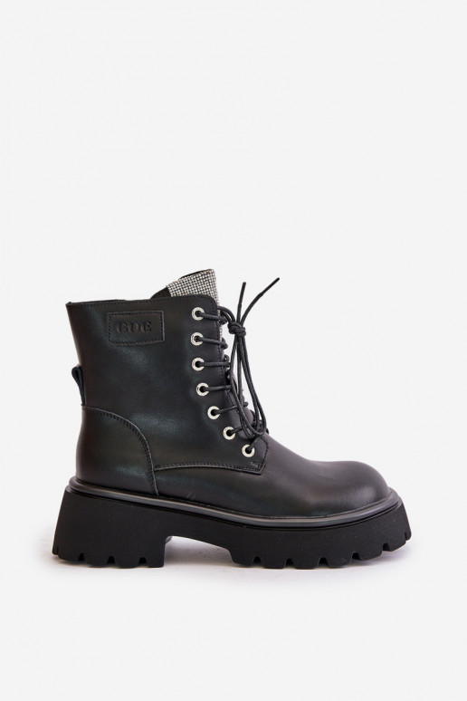 calentamiento Piel botines de trabajo Femenino con ojos centelleantes GOE OO2N4125 de color negro