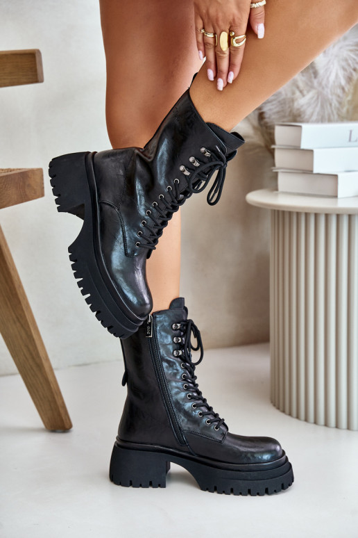 Piel botines de trabajo Femenino calentamiento GOE OO2N4121 de color negro