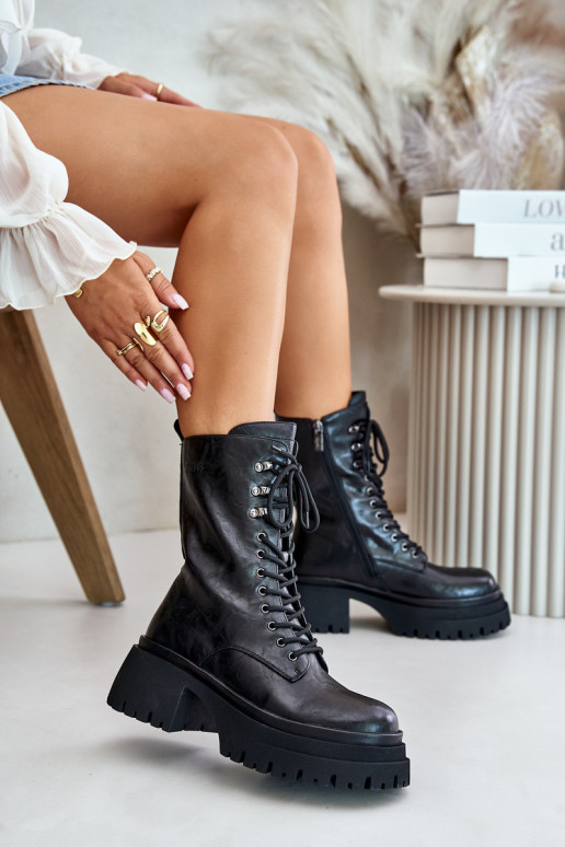 Piel botines de trabajo Femenino calentamiento GOE OO2N4121 de color negro