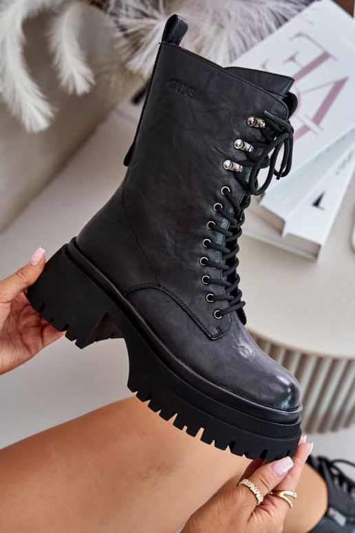 Piel botines de trabajo Femenino calentamiento GOE OO2N4121 de color negro