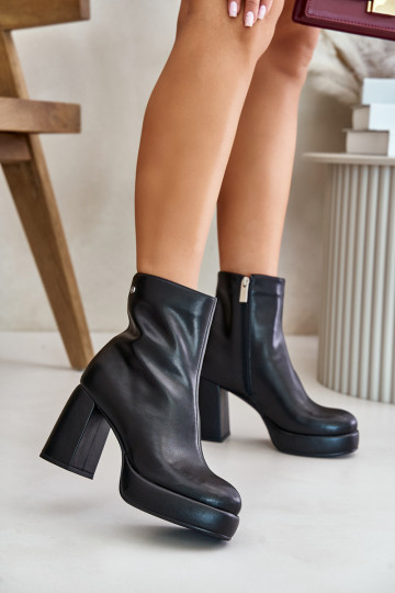 Botines con tacones de cuero natural GOE OO2N4166-IN2 color negro 2
