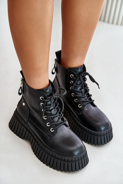 calentamiento Piel Botas zapatos con suelas masivas de moda GOE OO2N4126 de color negro