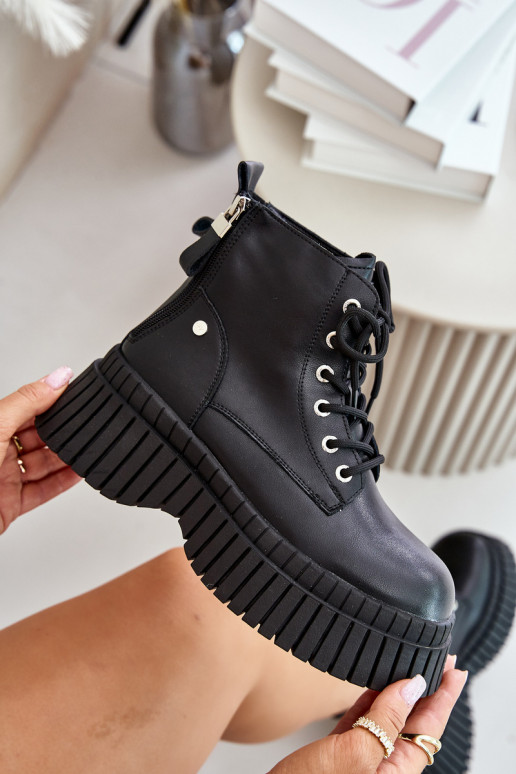 calentamiento Piel Botas zapatos con suelas masivas de moda GOE OO2N4126 de color negro