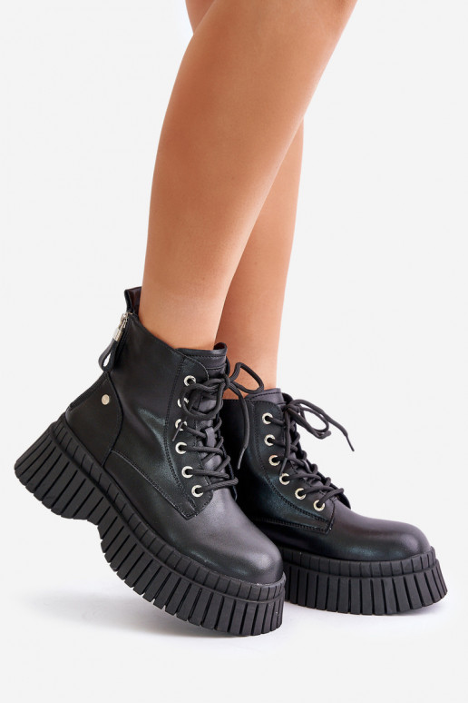 calentamiento Piel Botas zapatos con suelas masivas de moda GOE OO2N4126 de color negro