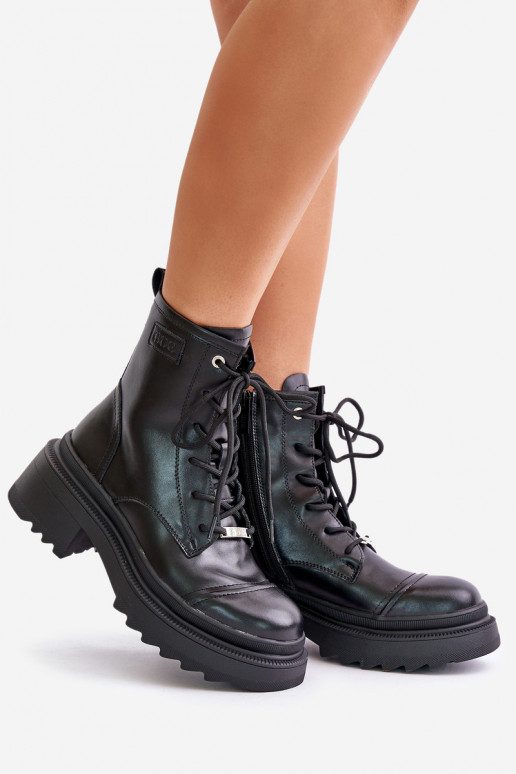 Femenino botas altas de montar Botas calentamiento Hecho de cuero natural Goe OO2N4115-EN2 de color negro Femenino botas altas de montar Botas calentamiento Hecho de cuero natural Goe OO2N4115-EN2 de color negro