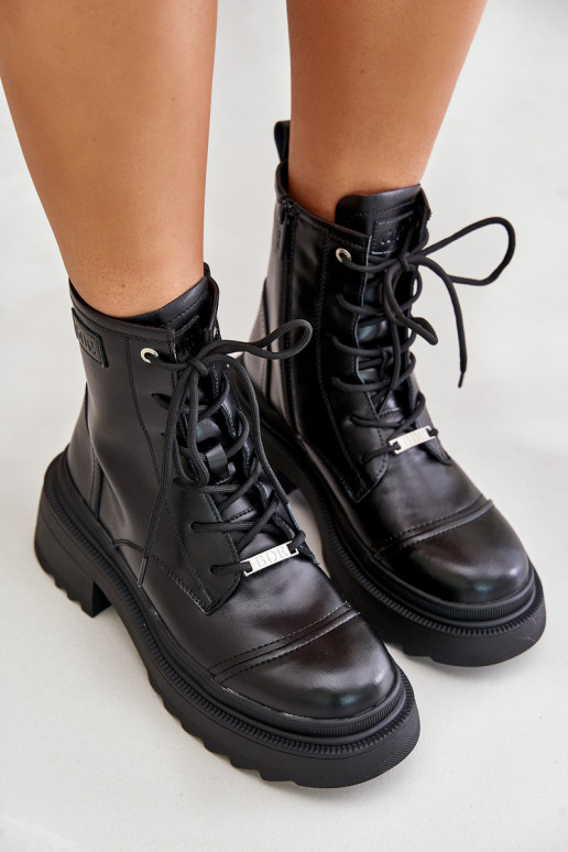 Femenino botas altas de montar Botas calentamiento Hecho de cuero natural Goe OO2N4115-EN2 de color negro Femenino botas altas de montar Botas calentamiento Hecho de cuero natural Goe OO2N4115-EN2 de color negro