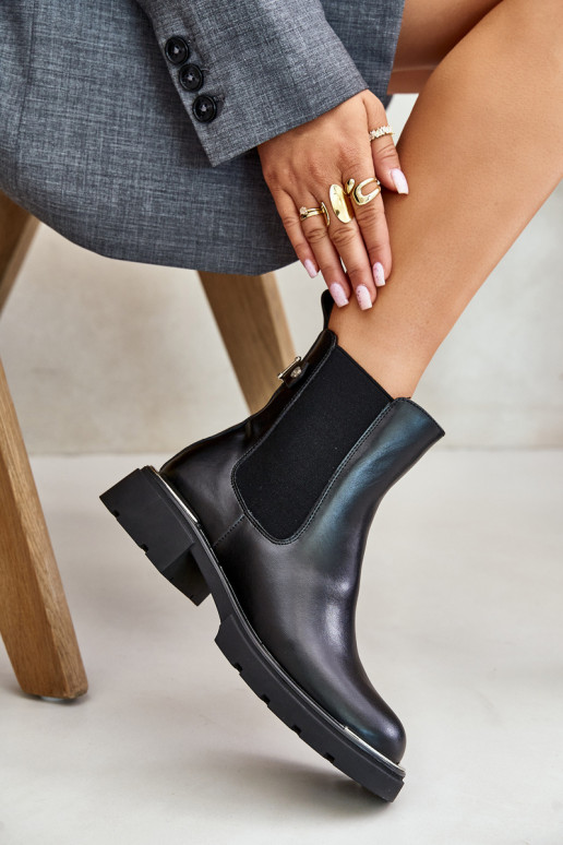 Piel botas con estilo Al castillo GOE OO2N4147-E2 de color negro