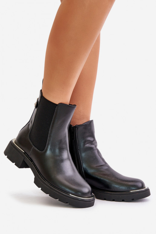 Piel botas con estilo Al castillo GOE OO2N4147-E2 de color negro