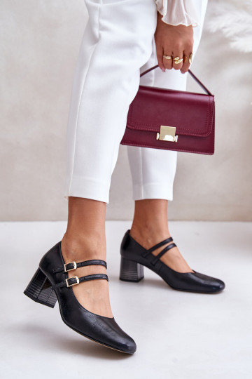 Piel Zapatos con rayas con tacones Laura Messi 2857 de color negro 2
