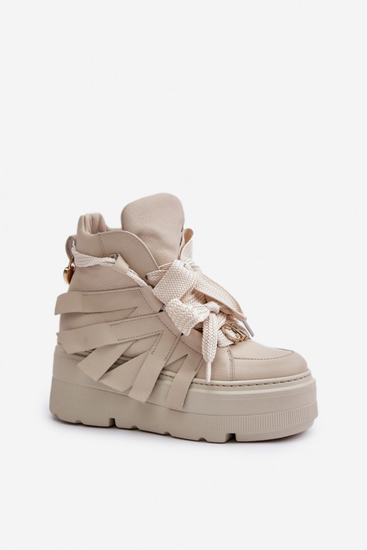 Piel Zapatillas modelo zapatos. Femenino con una plataforma CheBello 4561 beige Piel Zapatillas modelo zapatos. Femenino con una plataforma CheBello 4561 beige