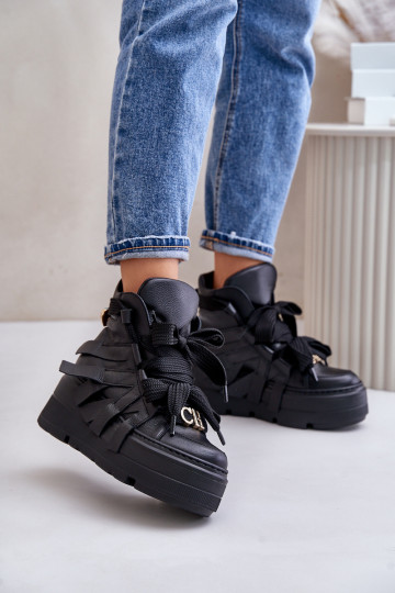 Piel Zapatillas modelo zapatos. Femenino con una plataforma CheBello 4561 de color negro 2